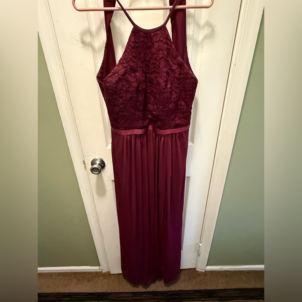 David's Bridal Deep Red Gown